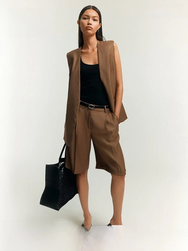 

Spring Women's Wool Blend Vest H&M 294568 Polyester Fiber 66% Lenzing Fiber 34% Ladies' Suiting Faionable Casual Vest