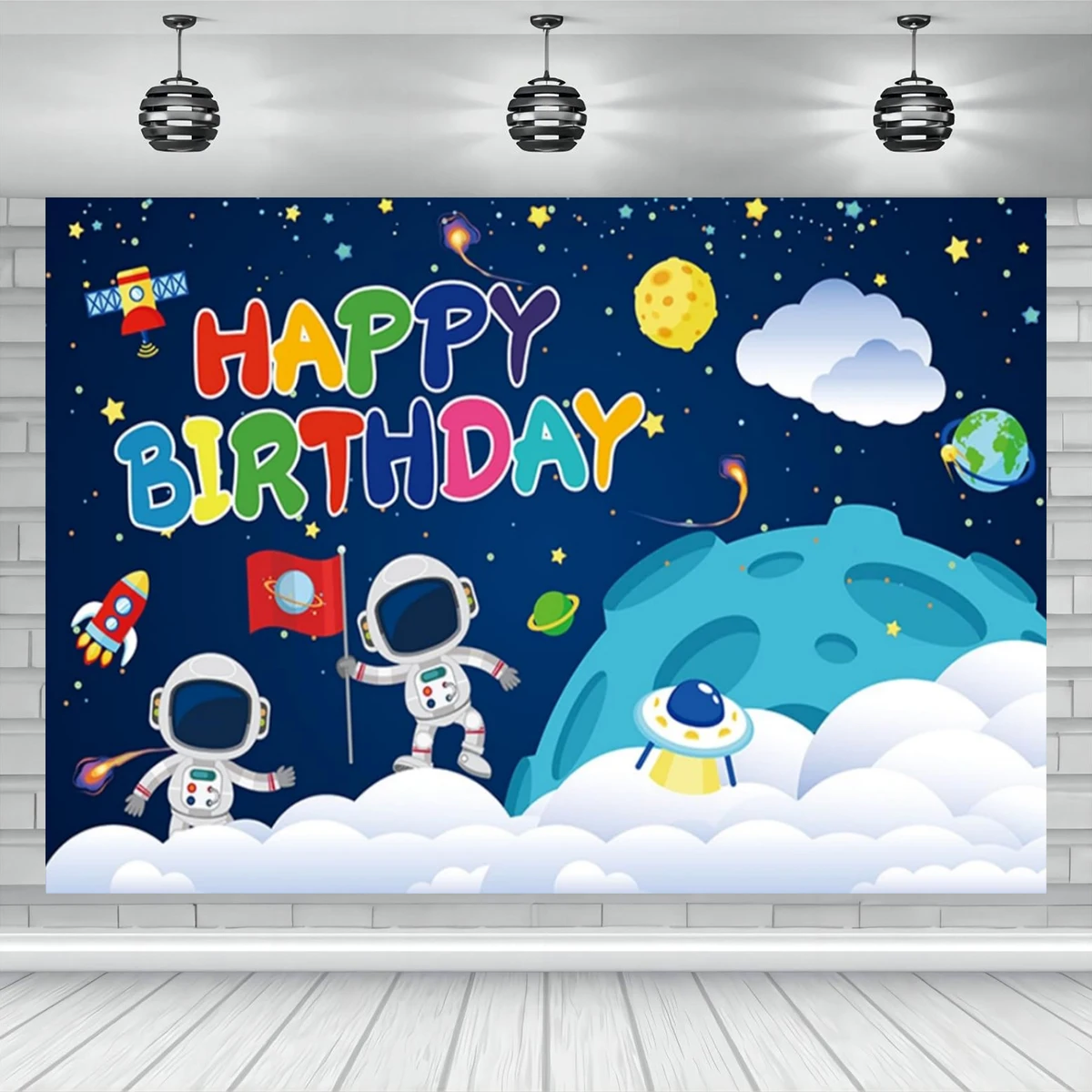 Earth Universe Backdrop Space Planet Photography Background Spaceship Banner Astronaut Birthday Party  Photocall Photo Studio