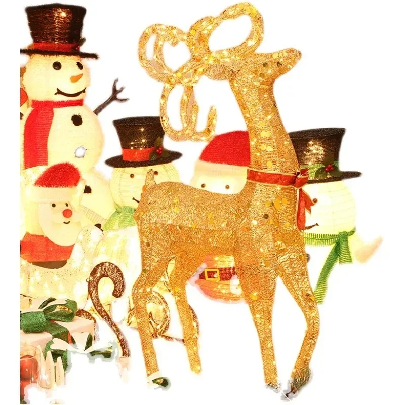Christmas decorations luminous deer pulling cart large Christmas tree ornaments hotel shopping mall view  HH