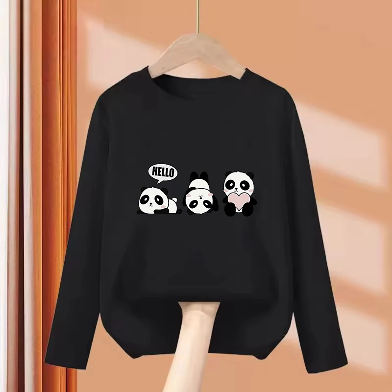 Long Sleeve Panda Funny T Shirts Animal Kids Children's T-shirt Boys Girls Summer Spring Casual Top Tee Shirt