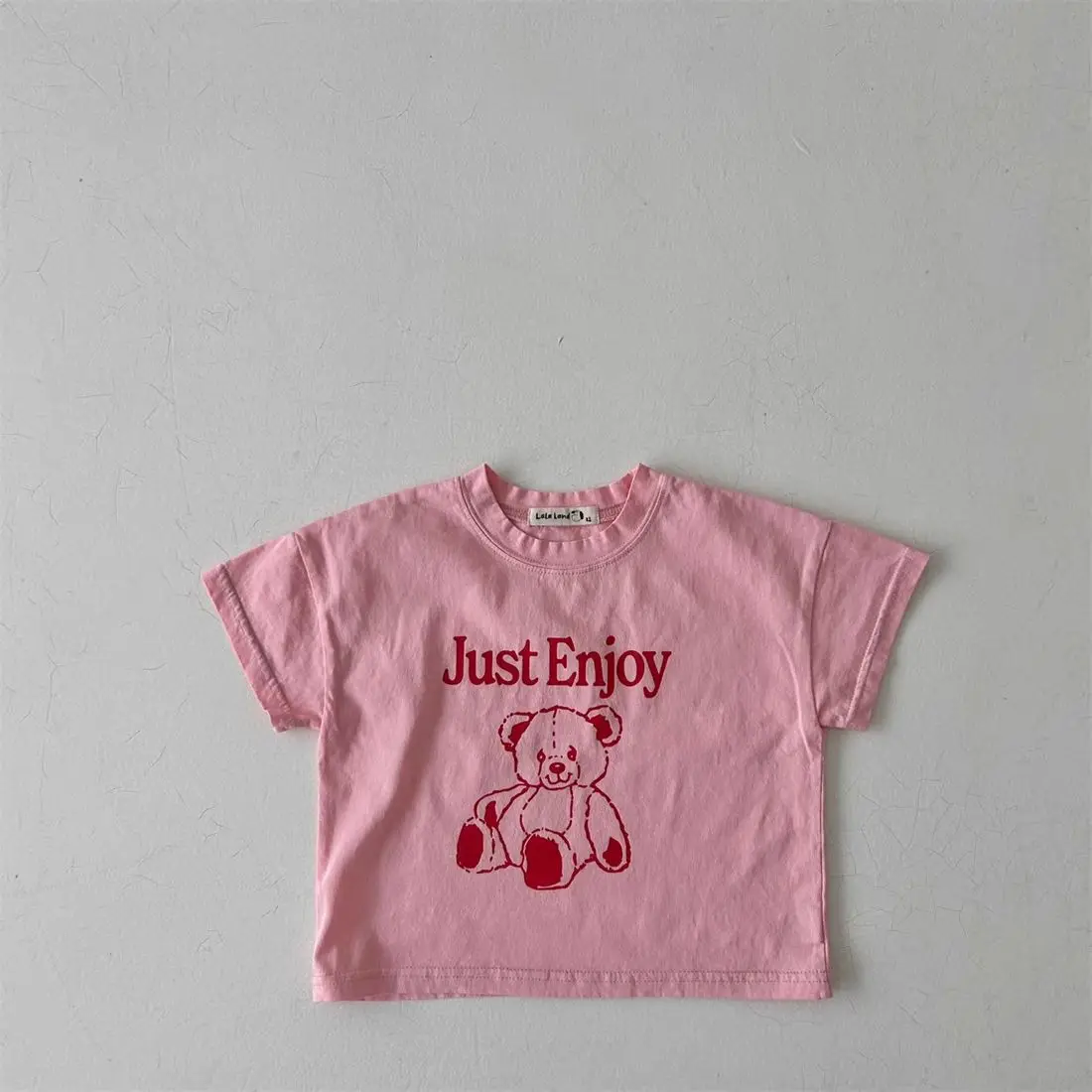 2024 Children\'s Costume Boy Girl Baby Letter Pint Short Sleeve Tees Kid Cotton Fashion T-shirt Infant Cartoon Bear Loose Tshirt