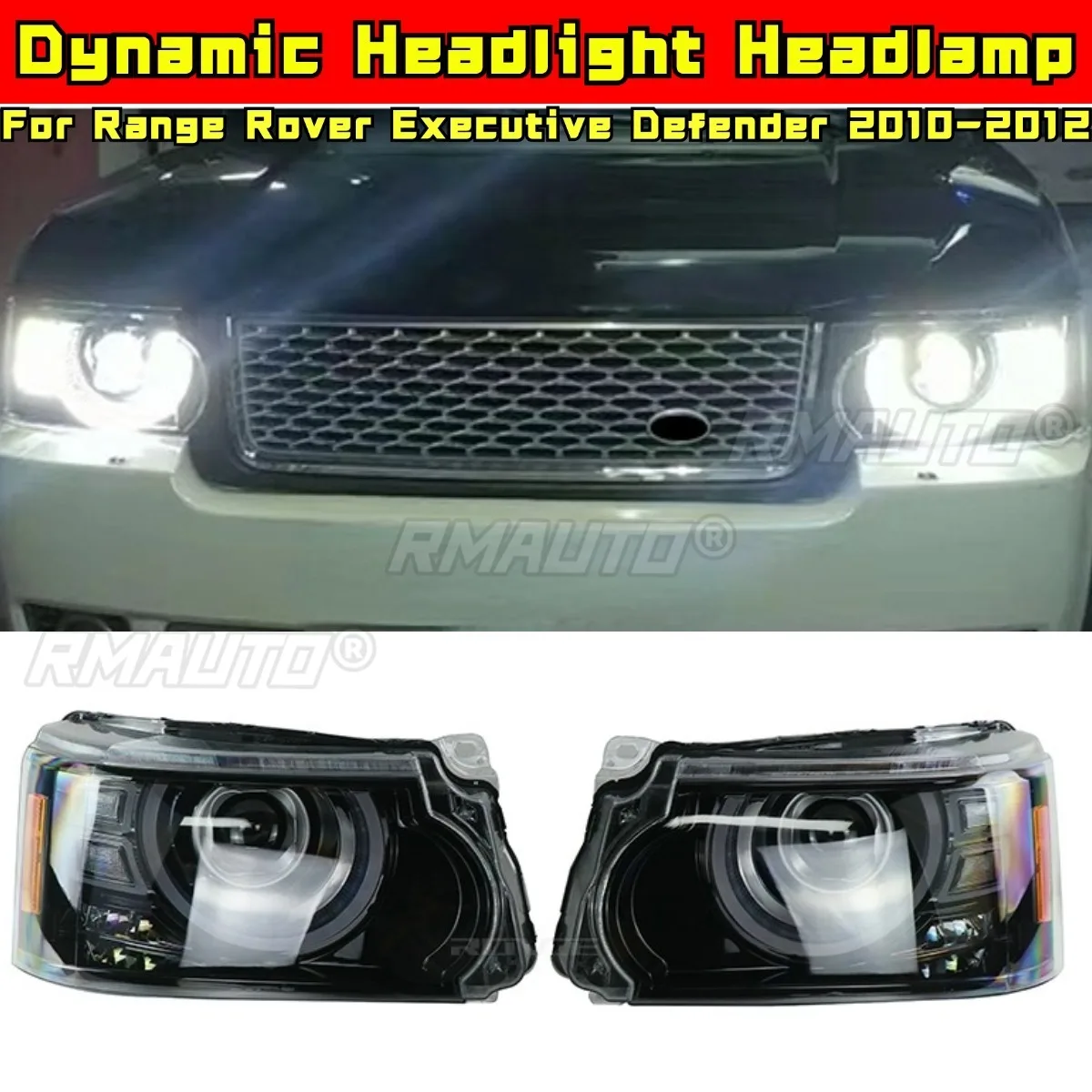 

For Range Rover Executive Defender 2010-2012 Car Accessories Dynamic Headlight Headlamp Daytime Running Light Low High Beam