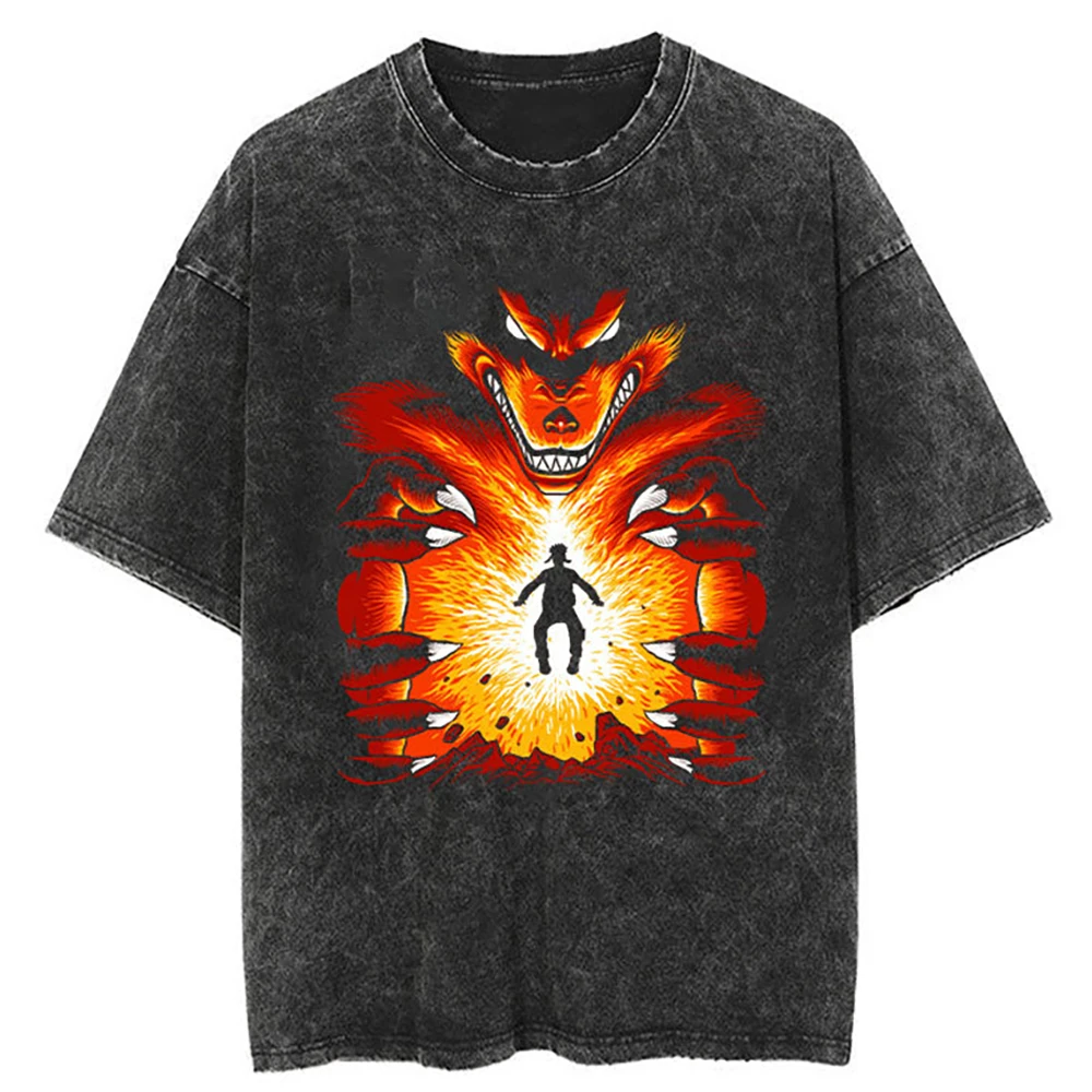 Hip Hop Streetwear T Shirt Japanese Anime Naruto Print T-Shirt Men Harajuku Cotton Tshirt Summer Short Sleeve Tops Tees
