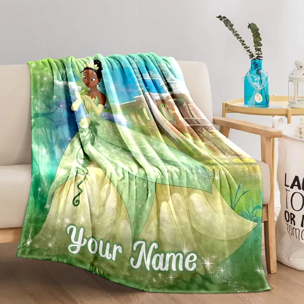 Custom Name Blanket Disney Tiana Princess Print, for Sofa, Bed, Travel, Camping, Living Room, Office, Chair, and Bed Soft Warm