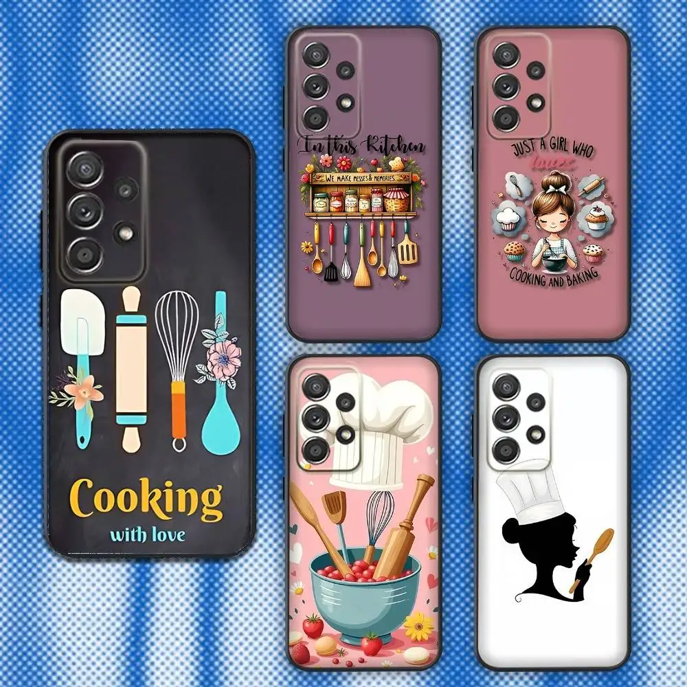 

Cooking Utensils Chef Kitchen Phone Case For Samsung S25,S24,S21,S22,S23,S30,Ultra,S20,Plus,Fe,Lite,Note,10,9,5G Black Cover
