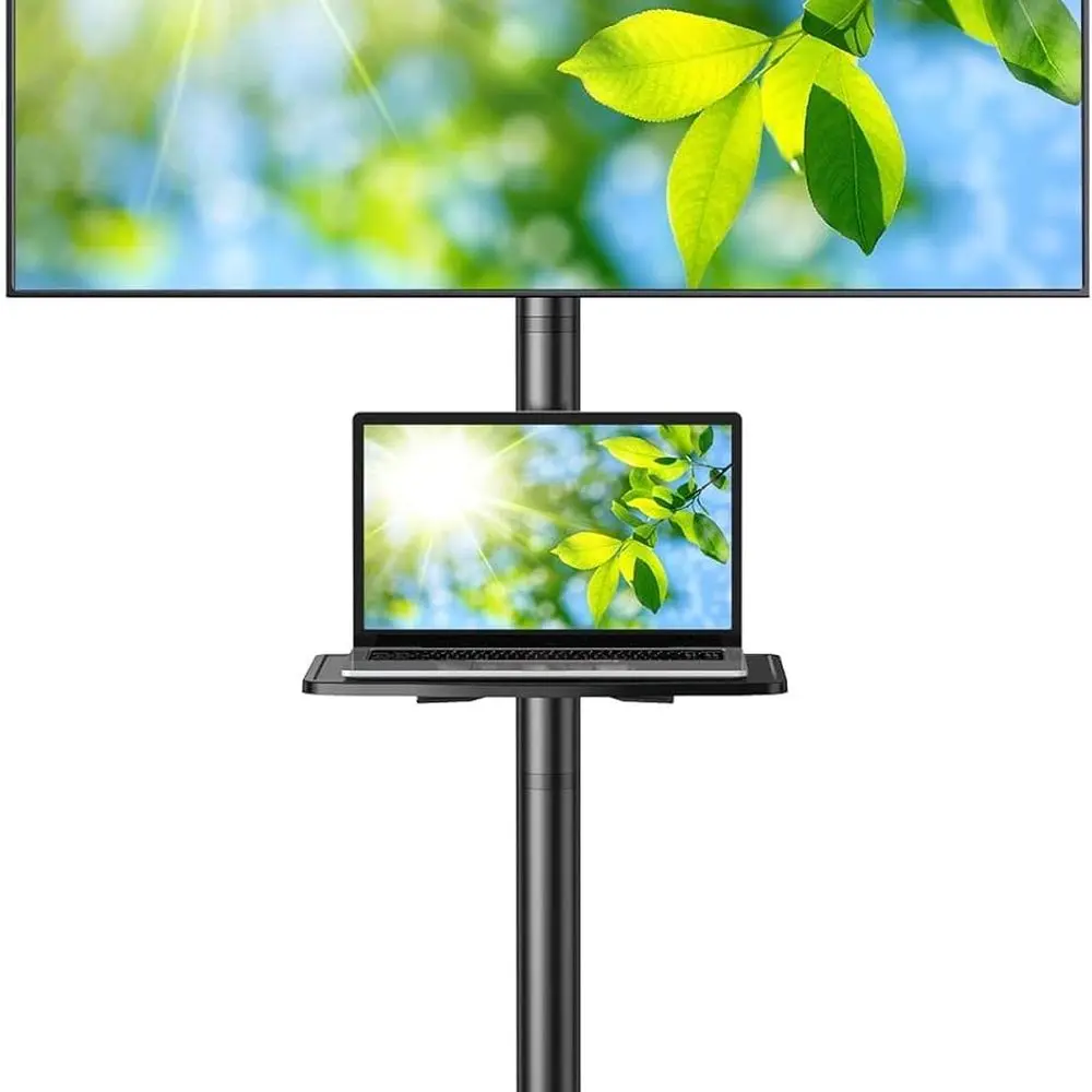 

Регулируемая подставка для телевизоров с ЖК-дисплеем/светодиодами 23-60 градусов, вмещает 88 фунтов, портативная напольная подставка на колесиках с наклоном и полкой для ноутбука, Max VESA 400x4