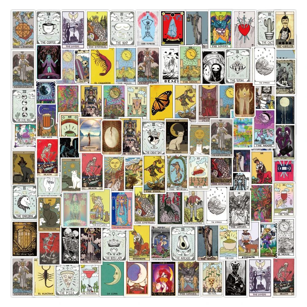 Pegatinas de Tarot de dibujos animados para niños, 10/30/50/110 piezas, adivinación, estética, coche, monopatín, portátil, teléfono, grafiti, calcomanía, Juguetes