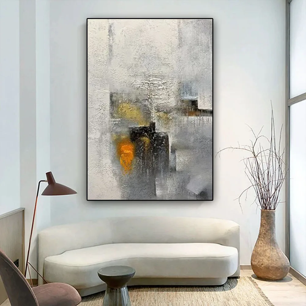 

Stylish 100% Handmade Home Abstract Oil Painting On Canvas White Thick Texture Wall Art Salon Mural For Living Room Decor Gift
