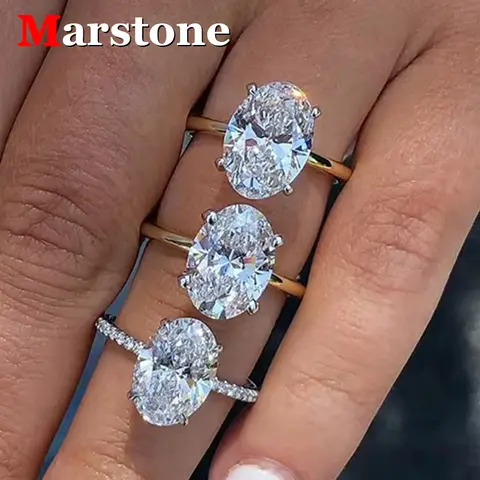 1-3CT Moissanite D Color VVS Diamond Women's Oval Radiant Ring S925 Silver Ring Plated White Gold Jewelry Rings for Women