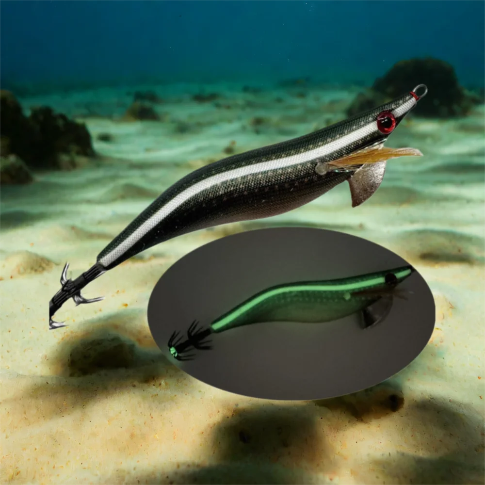 Köder Locken Licht Tuch Angeln Tintenfisch Jig Japan Stil UV Tintenfisch Köder 3,5 #   Glow Shrimp Bait Angelköder
