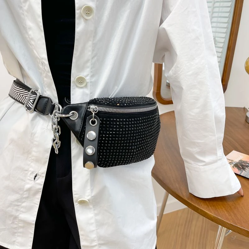 Fashion Leather Female Belt Bag Ladies Diamond Fanny pack Hip pack Designer Woman Shoulder Crossbody Chest Bags Chain Waist Bags