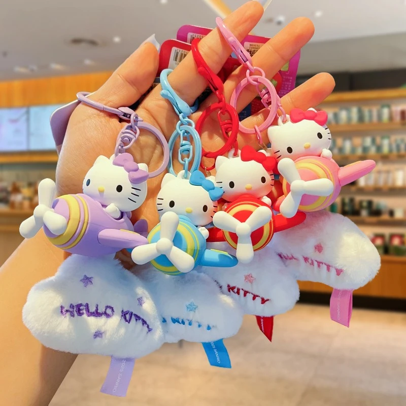 

Genuine Hello Kitty Airplane Plush Keychain KT Cartoon Plush Doll Bag Charm Cloud Pendant Cute Gifts for Birthday and Festivals