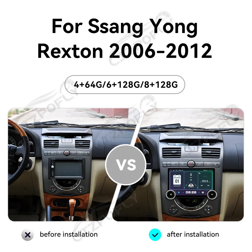 

Автомагнитола Lizpofly Upgrade 11.5 дюймов для SsangYong Rexton 2006–2012 с беспроводным Carplay и Android Auto, сенсорным экраном и GPS-навигацией