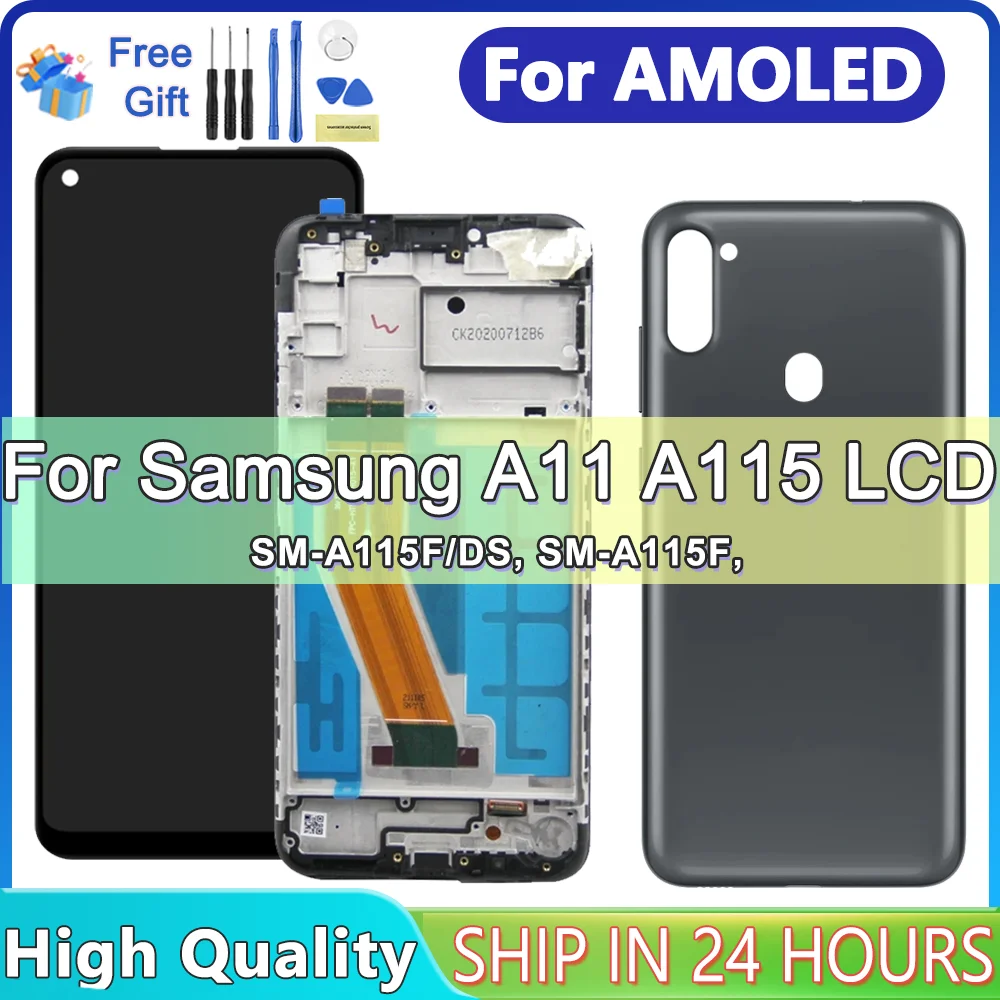 

6.4" AMOLED For Samsung A11 LCD Display A125F/DSN Touch Screen Replacement For SM-A125F/DS, SM-A125M Digitizer Assembly Repair