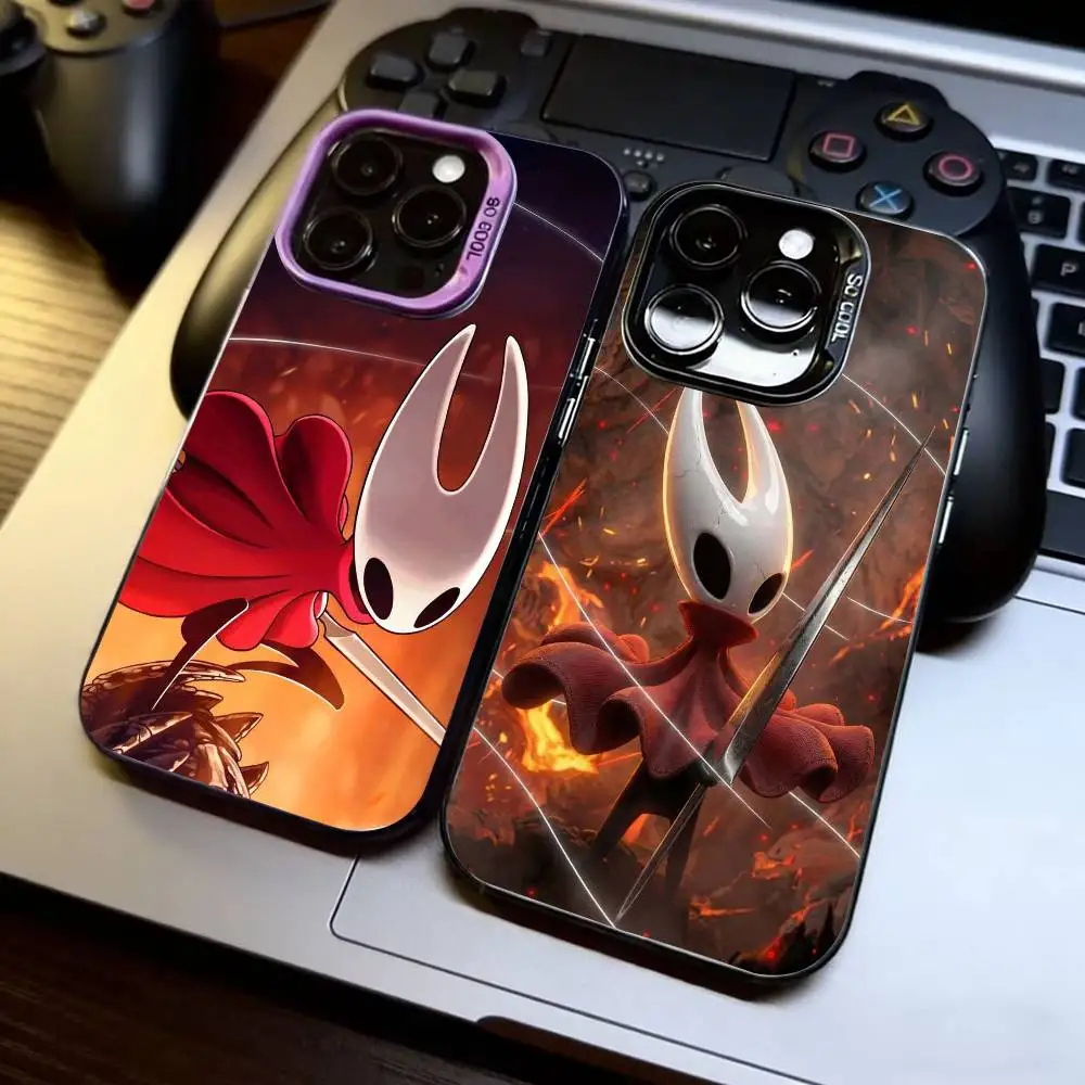 

H-Hollow K-Knight Silksong Phone Case For iPhone 17,16,15,14,13,12,11 Plus,Pro Max,XS,Colorful Silver Black Cover