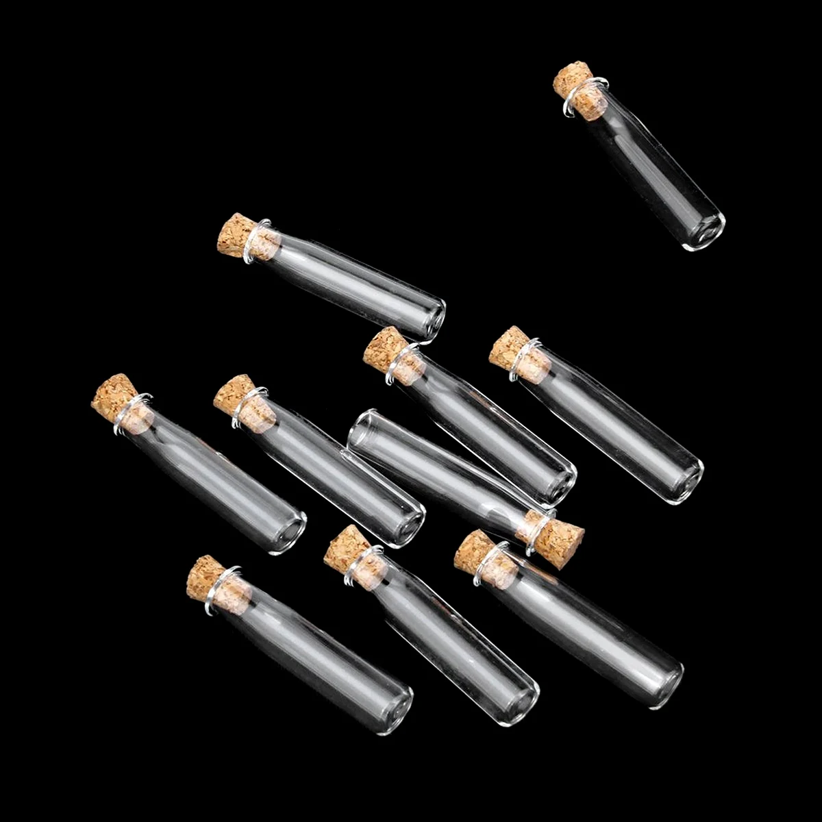 

10 Pcs Wishing Bottle Transparent Decorative Small Bottles with Cork Lids Cylinder Glass Mini Jar Sports