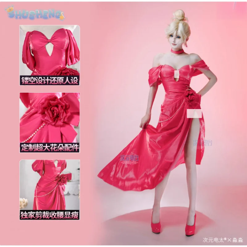 

Stocking Cosplay Costume Panty & Stocking with Garterbelt Women's pink sexy dress necklace accessory set Halloween party uniform