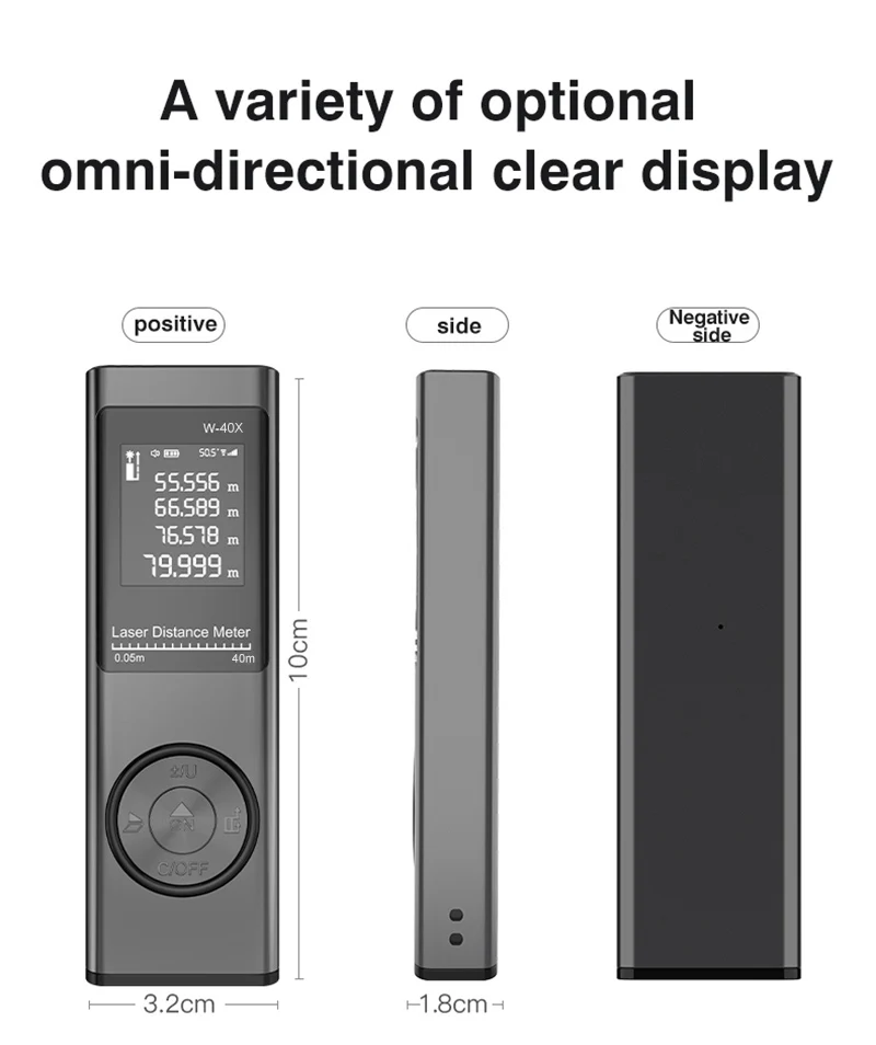 Imagem -03 - Telêmetro a Laser Digital com Ângulo Métrica Medidor de Distância a Laser Fita Métrica 40 m 60 m 80m
