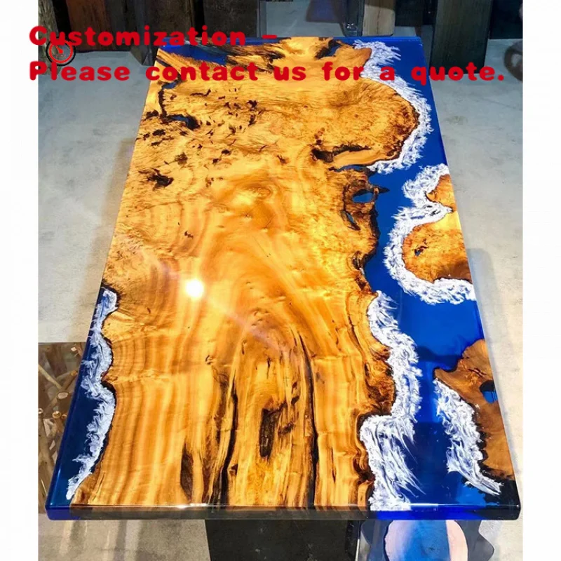 

custom.TT Luxury 10 Seaters Rectangle Hotel Restaurant bar Live Epoxy Resin Wood Slab Dining Table Sale