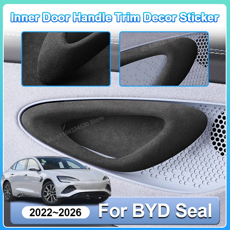 For BYD Seal Accessorie 2026 Atto 4 EV 2022 2023 2024 2025 Car Inner Door Handle Cover Suede Bowl Anti Scratch Protector Sticker