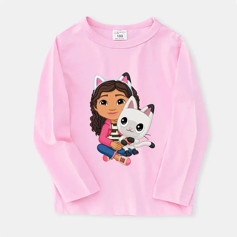 Gabby Dollhouses Children's Long Sleeve Sweatshirt Blouse Anime Cartoon Print for Girl Kids Thin Pullover Clothing Toddler Tops