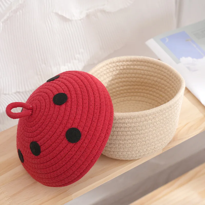 

Cute Little Mushroom Cotton Rope Woven Storage Basket Home Decor Clothing Desktop Organizer Key Holder