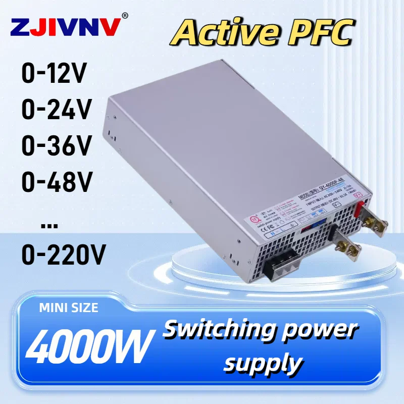 4000W 24/36/48/60/72/80/90/110/220v PFC function Switching Power Supply AC-DC Laboratory test Car 3D