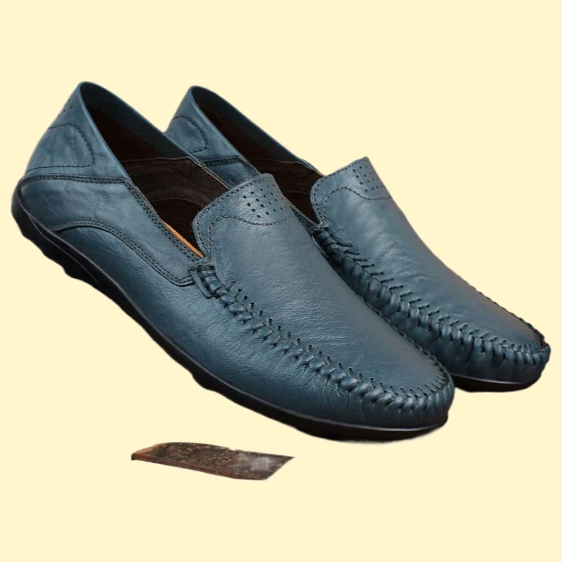 

Mens Loafers Moccasins Italian Breathable Slip on Male Boat Plus Size Genuine Leather Men Shoes Casual Luxury Brand Formal