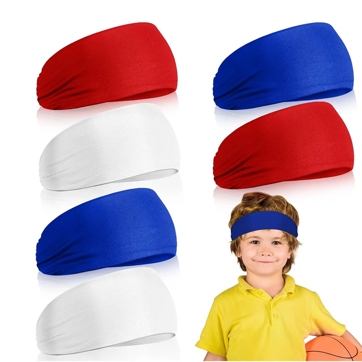 6 Pcs Kids Headbands Athletic Sweatbands Headbands Football Headband Sweat Bands Sweat Absorbing Elastic