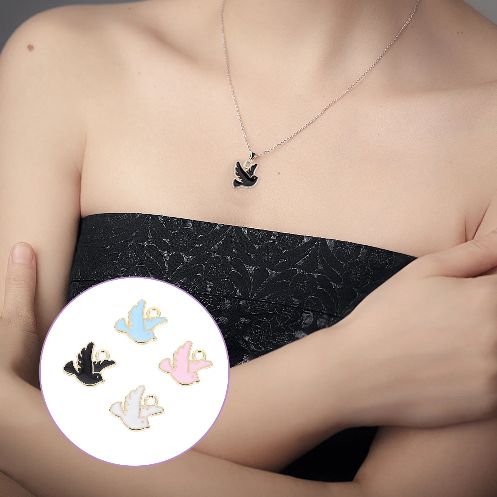 

50Pcs Shape Charms DIY Pendant Metal Jewelry Accessories Necklace Bracelet Supplies Pigeon DIY Pendant Charm