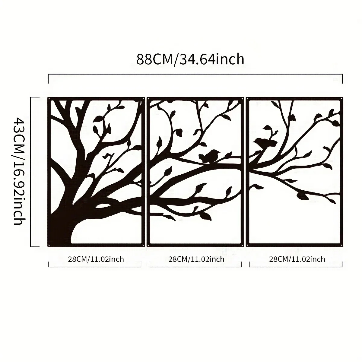 3 sztuk/zestaw gałęzie dekoracja ścienna-drzewo życia metalowa sztuka ścienna, nowoczesna dekoracja ścienna naklejka ścienna dekoracja ściana
