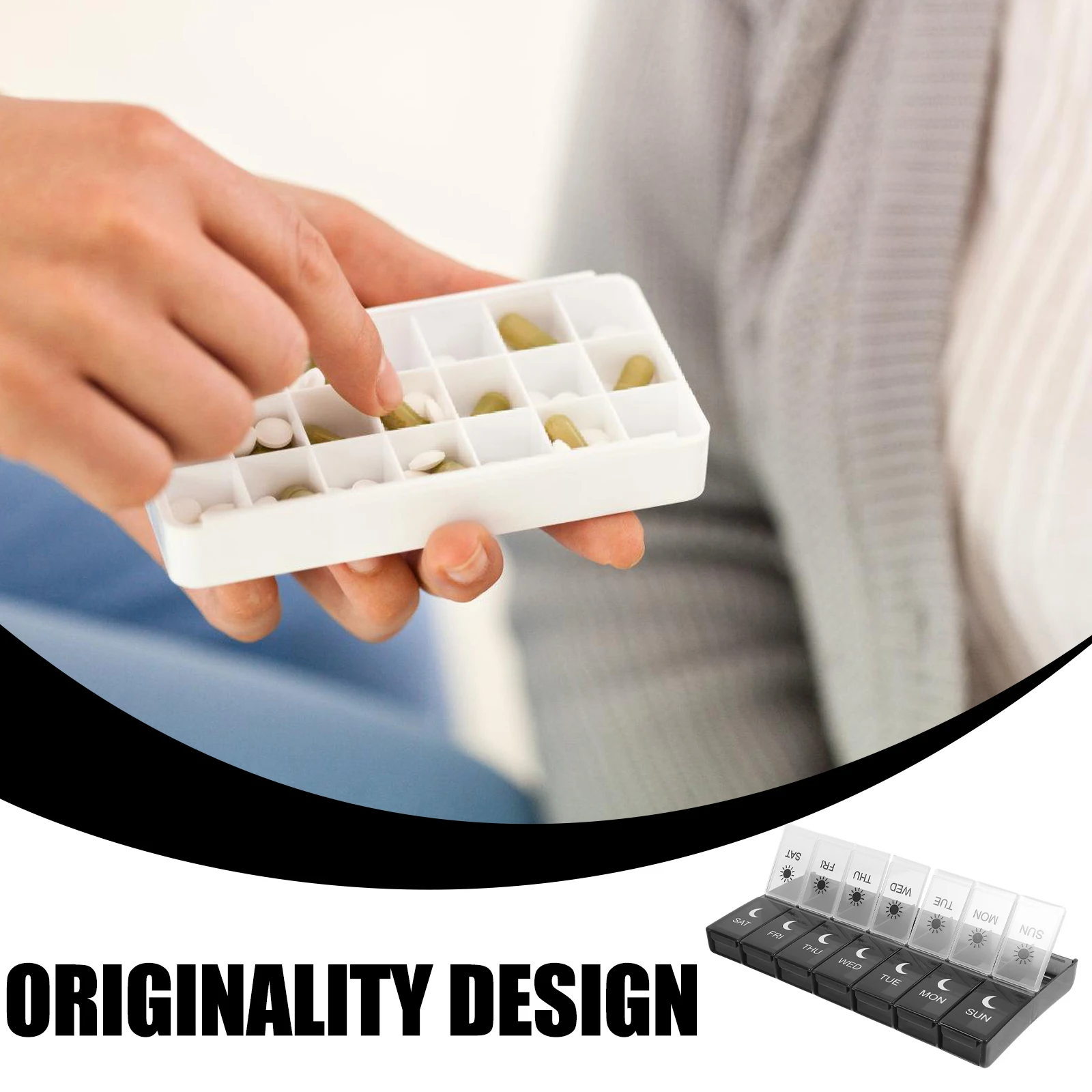 1 قطعة منظم الطب الأسبوعي 14 مقصورة صندوق حبوب منع الحمل المحمول مقاومة للتآكل العالية حاوية تخزين الختم