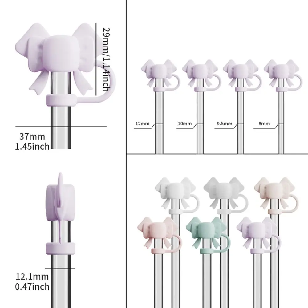스플래시 방지 실리콘 빨대 커버, 누수 방지 방진 플러그, 보호대 활 빨대 커버 캡, 스탠리/텀블러 컵용 나비매듭