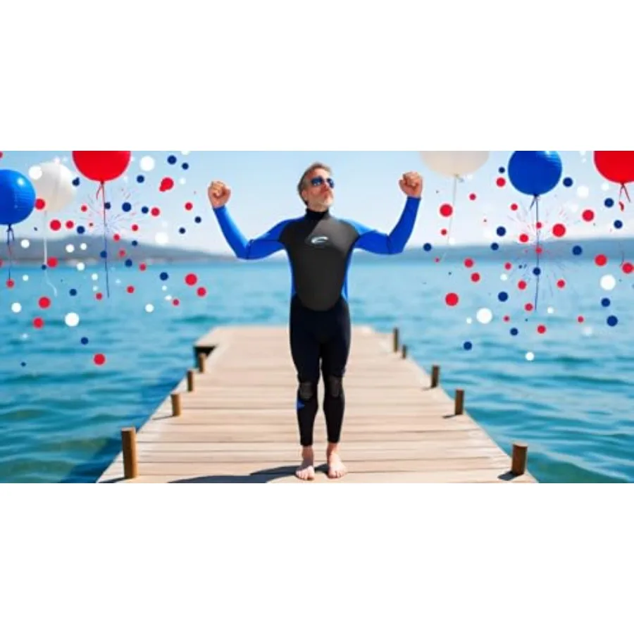 

3mm neoprene men's wetsuit for wakesurfing, diving, triathlon, paddle boarding black, thermal full-body performance fit