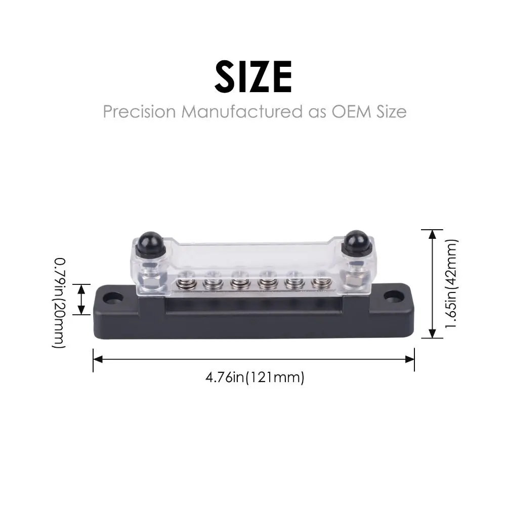 6 Way Power Distribution Block Multifunctional 130A AC/150A DC Car Terminal Block Car RV Truck Boat Negative Bus Bar