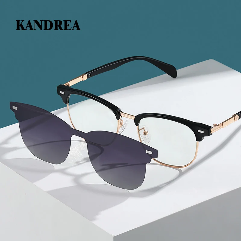 Kandrea Nieuwe Mode Optische Bijziendheid Magnetische Gepolariseerde Zonnebril Merk Designer Mannen Vrouwen Dual-Purpose Clip-On Bril Cg3202