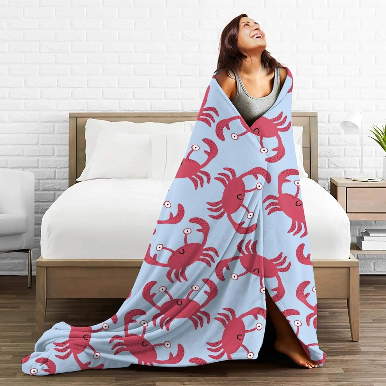 

Crab throwing blanket, comfortable, soft, close fitting, breathable bed, sofa, camping, home decoration, children's friends, wom