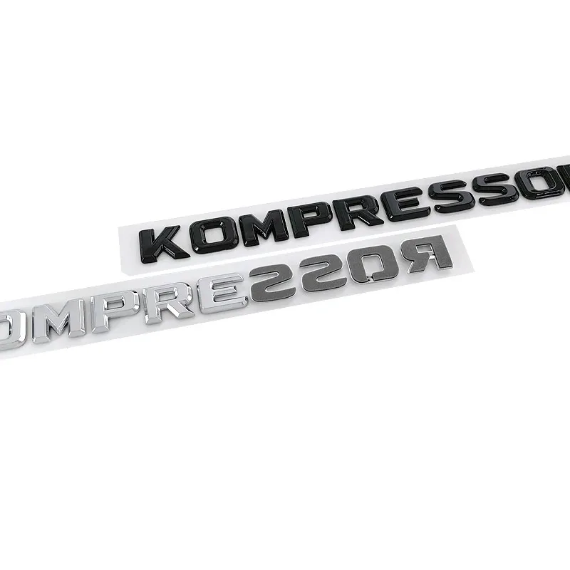 ABS Chrome Black Logo Compressor Letters Car Trunk Emblem For C E SLK 230 200 C230 C180 C200 Compressor Sticker Accessories