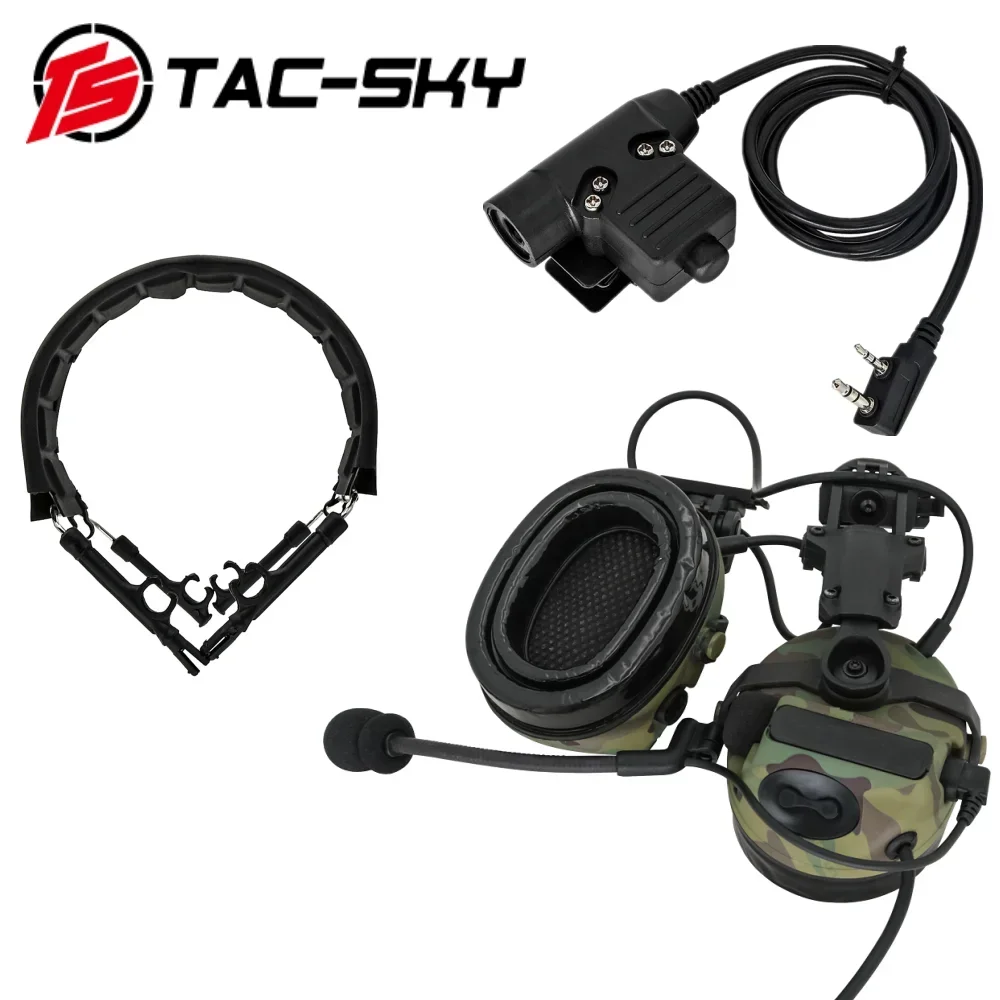 

TS TAC-SKY ARC Helmet Rail with u94 PTT and Replacement Headband, COMTAC III Noise Canceling Pickup Tactical Headset