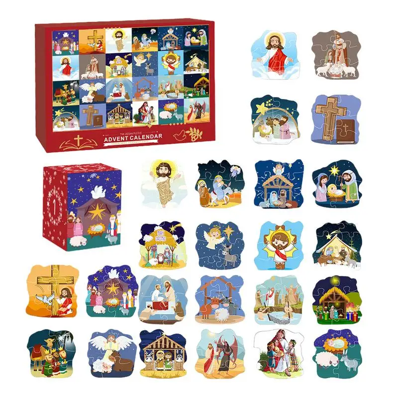 Jesus Advent Calendar Christmas Puzzle Countdown Calendar Nativity Jigsaw Puzzles Christmas Countdown Calendar