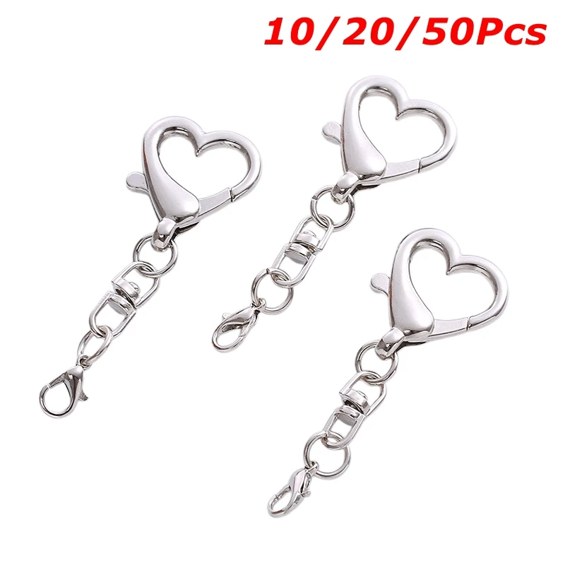 10/20/50 قطعة فريدة من نوعها سبيكة على شكل قلب سلسلة المفاتيح DIY بها بنفسك مجوهرات اكسسوارات