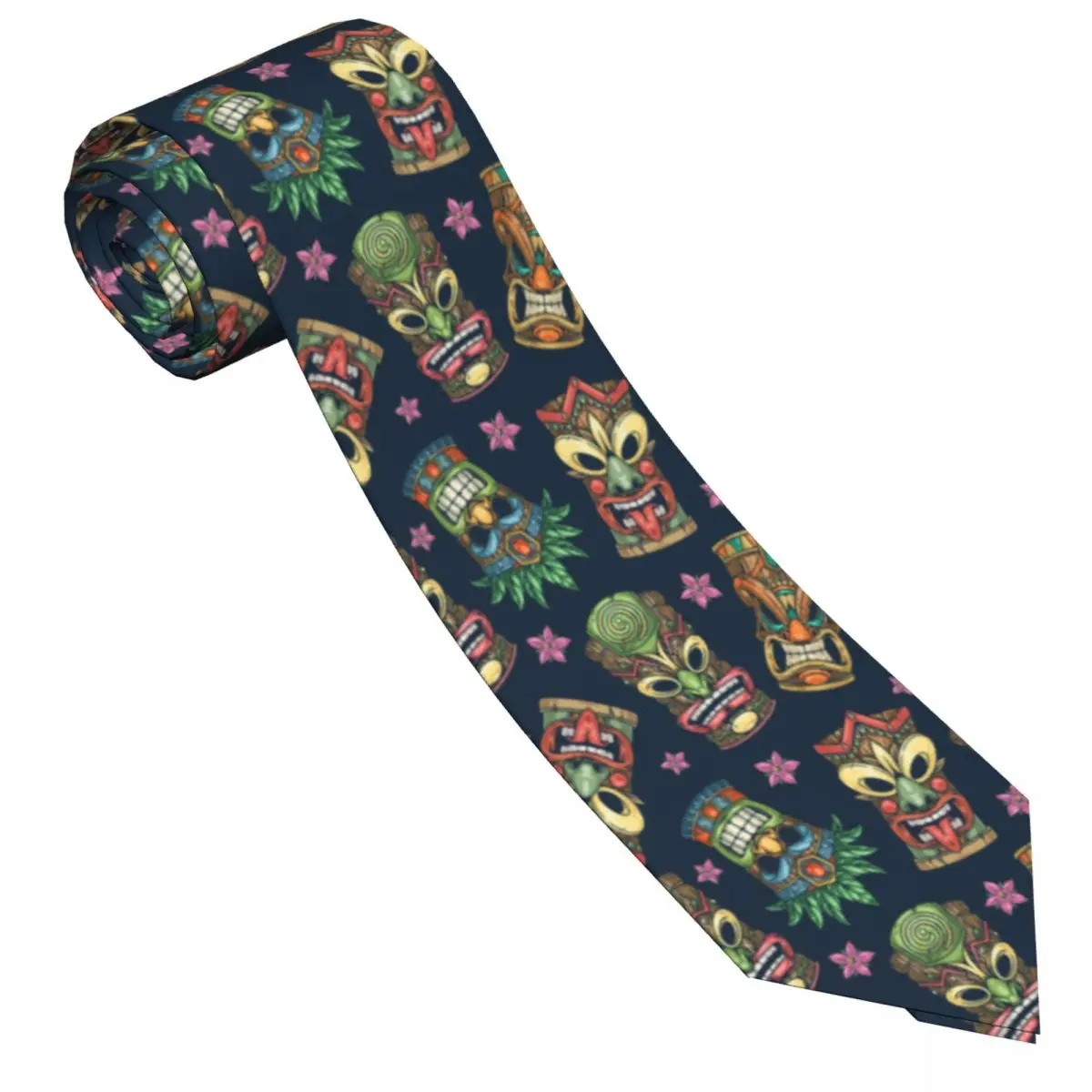 Casual Arrowhead Skinny Tiki Masks Colorful Pattern Necktie Slim Tie For Men Man Accessories Simplicity For Party Formal Tie