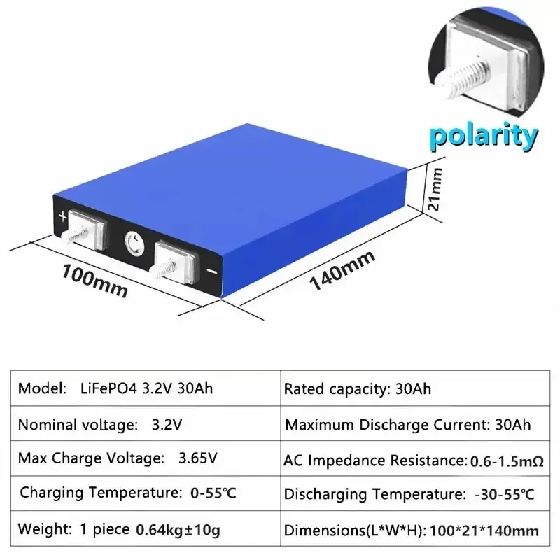 Grade A 3.2V 30Ah LiFePO4 Battery Cell 4000+ Cycles Deep Cycle for DIY 12V/24V/36V/48V EV Car Motorcycal solar energy UPS power