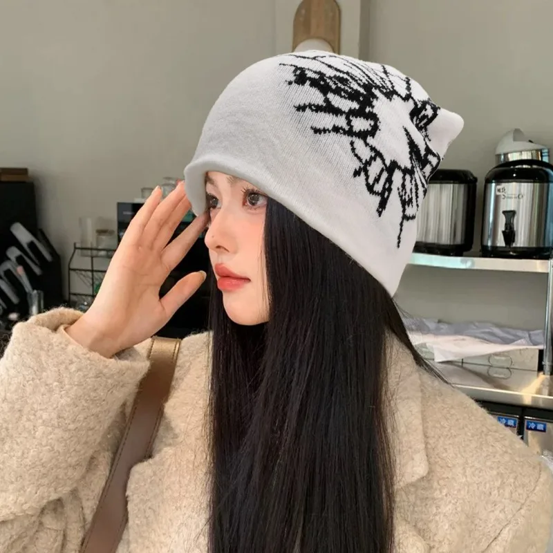 القوطية قبعة صغيرة Y2K أزياء للجنسين شتاء دافئ قبعة الجمجمة تمتد الدافئة سدادات حماية الأذن يندبروف متماسكة قبعات في الهواء الطلق هالوين #6