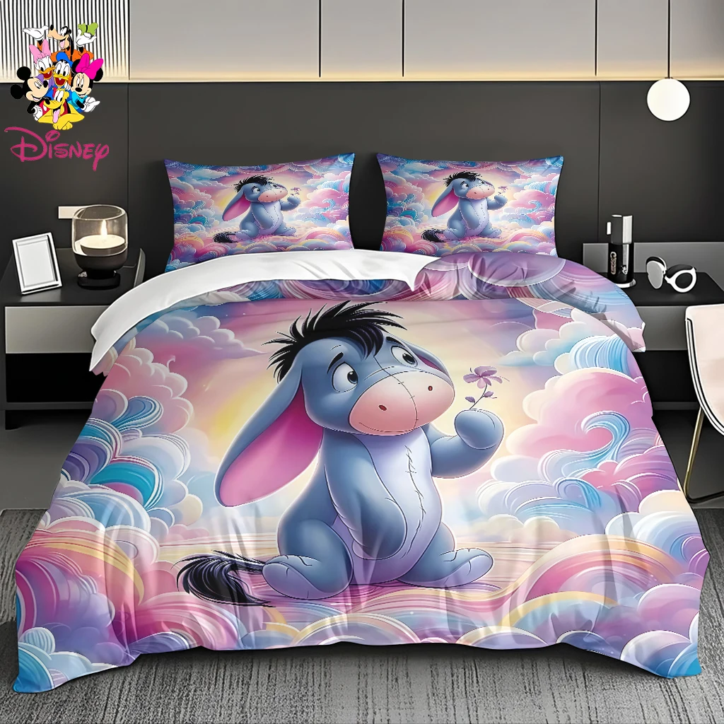 2/3-częściowy zestaw poszewek na kołdrę Disney Eeyore bez wypełnienia, modny i wygodny, idealny do sypialni rodzinnych i pokoi gościch