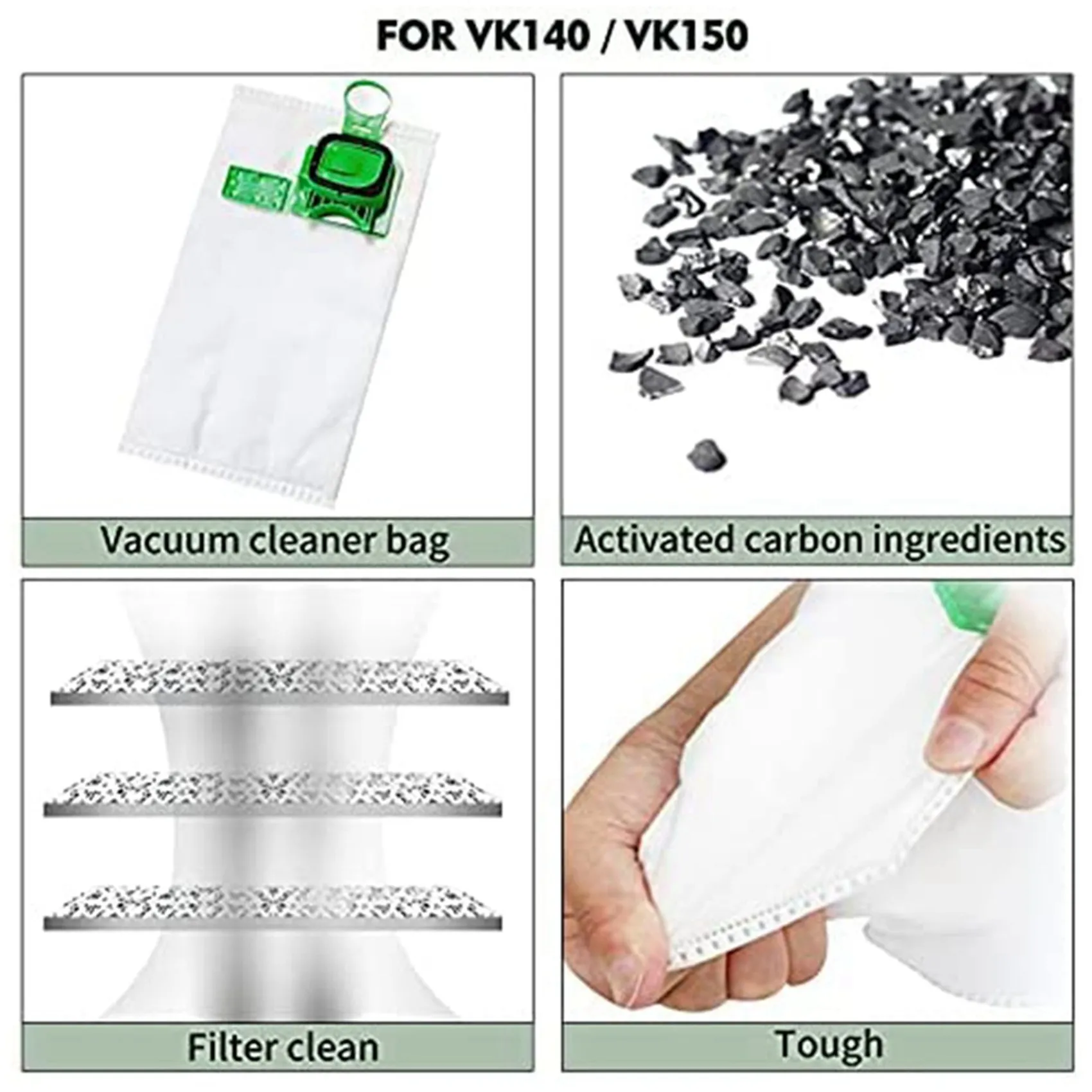 For Kobold Vacuum Cleaner Bag Kit Compatible for Vorwerk Kobold VK140 VK150-B