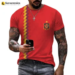 Camiseta con estampado 3D de bandera de España para hombre, ropa informal Harajuku de gran tamaño, ropa de calle Hip Hop Unisex, Tops geniales