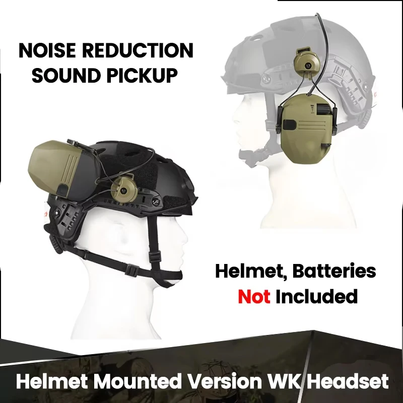 Anti-noise WK Sound Amplification Electronic Shooting Earmuff Tactical Hunting Hearing Protective Helmet Mounted Ver Headset