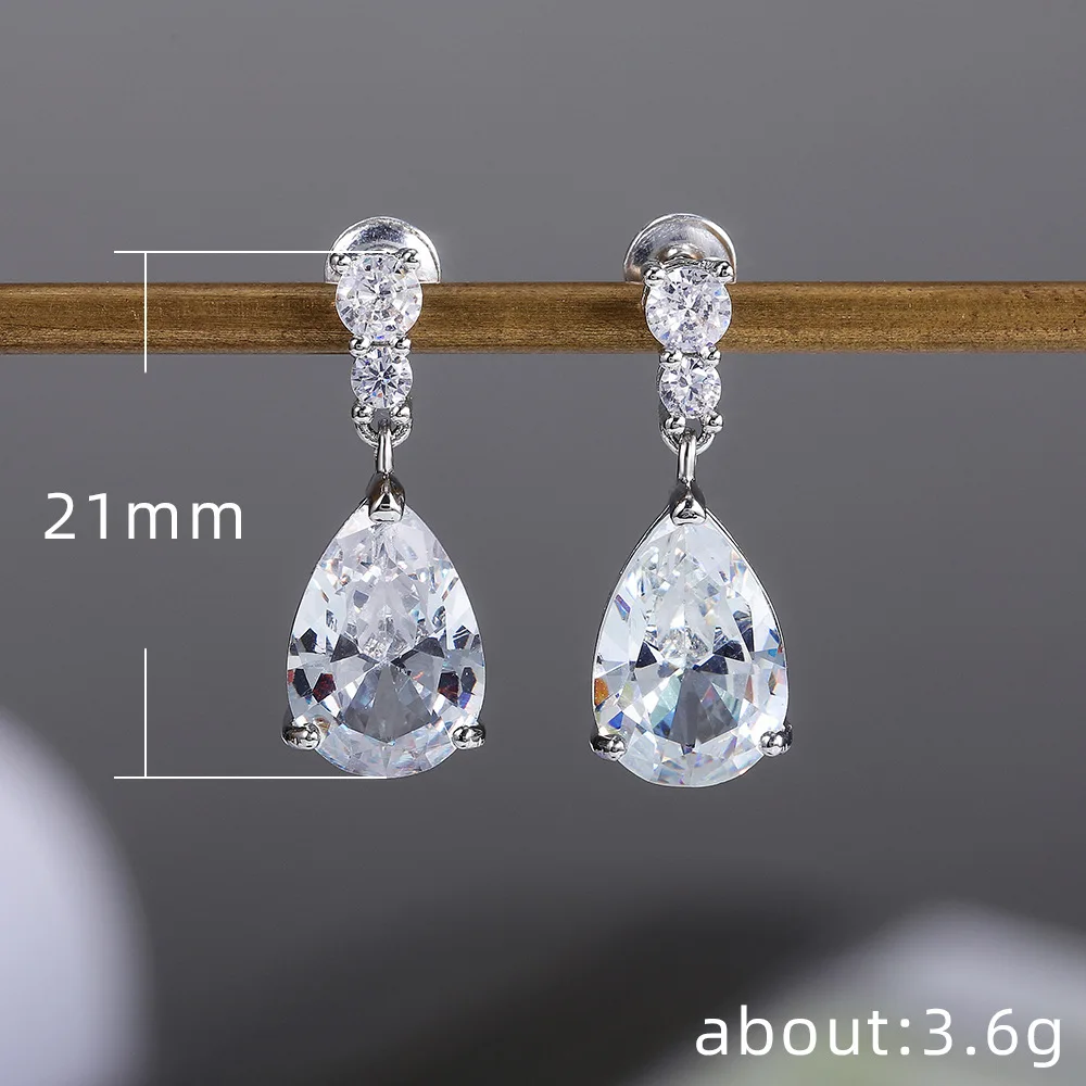 Huitan 2022 Trend Colored Cubic Zirconia Dangle Earrings for Women Luxury Fashion Versatile Lady\'s Ear Earrings Wedding Jewelry