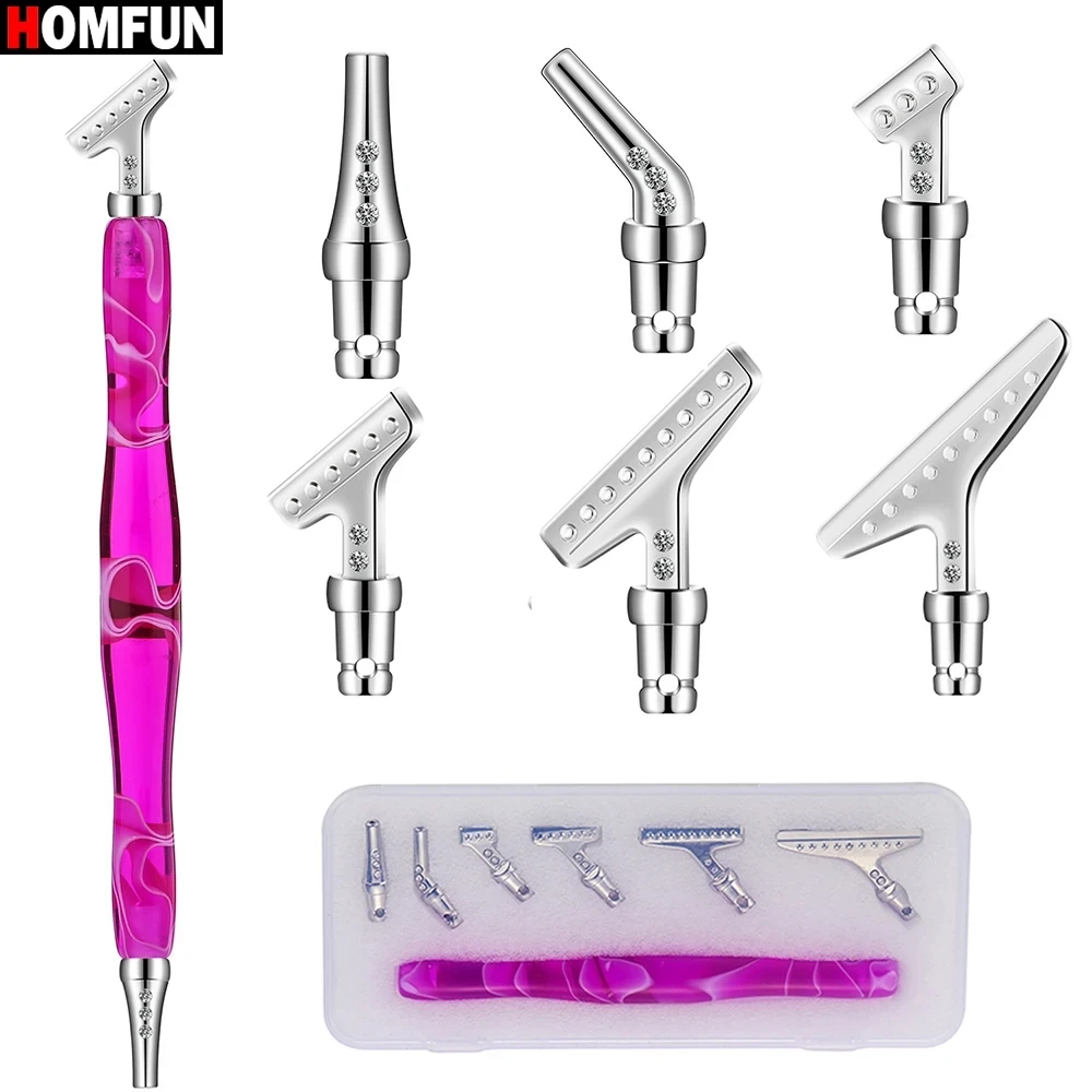 HOMFUN 7 Piece Diamond Painting Art Pen Kit Ergonomic Comfort Grip Precision Steel Tips Gift Box Ideal for DIY Craft Enthusiasts